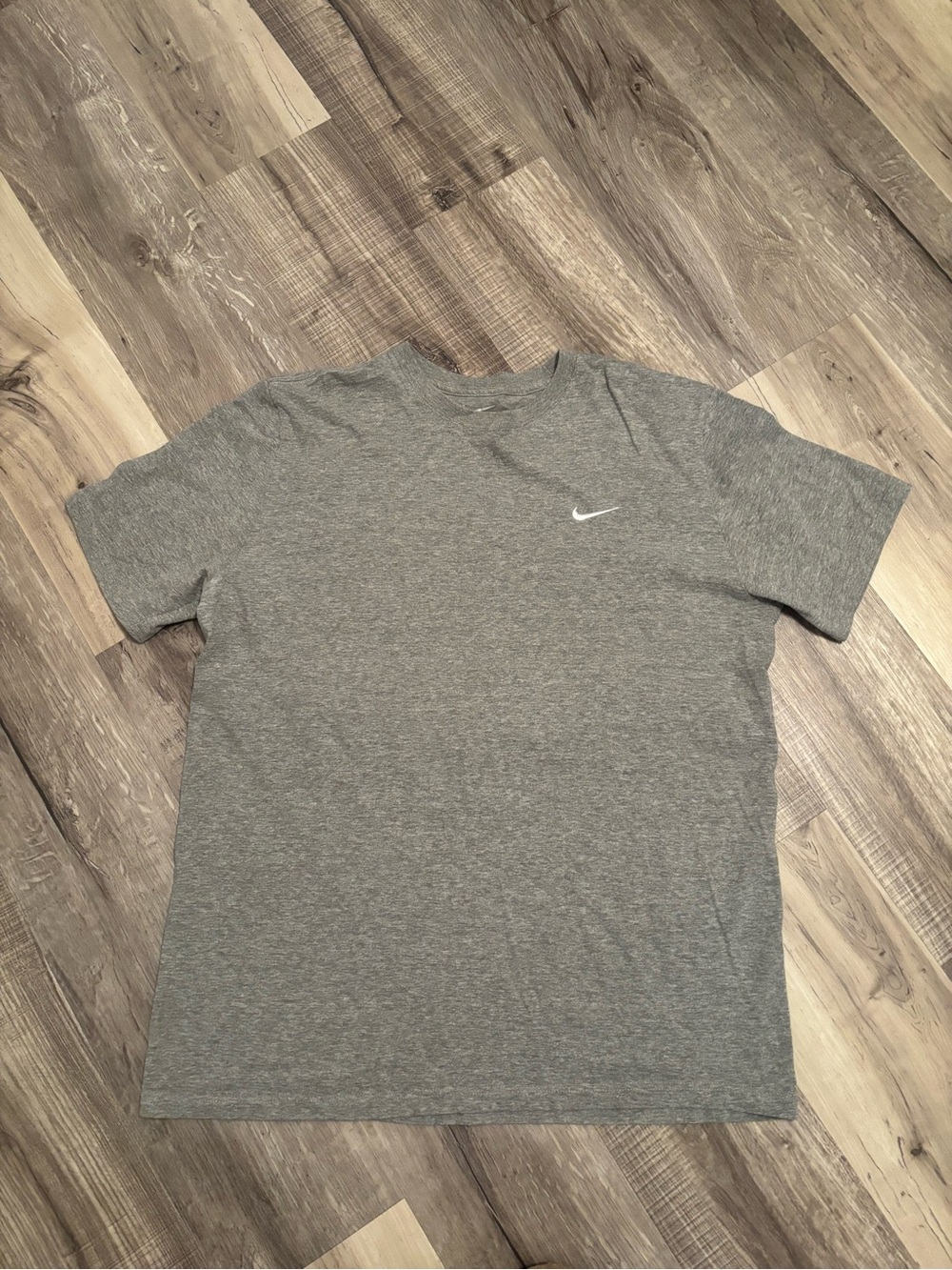 Nike Gray Heather Crew Neck T-Shirt with White Swoosh